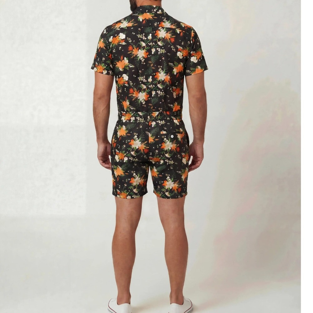 NWOT RomperJack Mens Floral Romper Size M Black Tropical Summer Festival Party